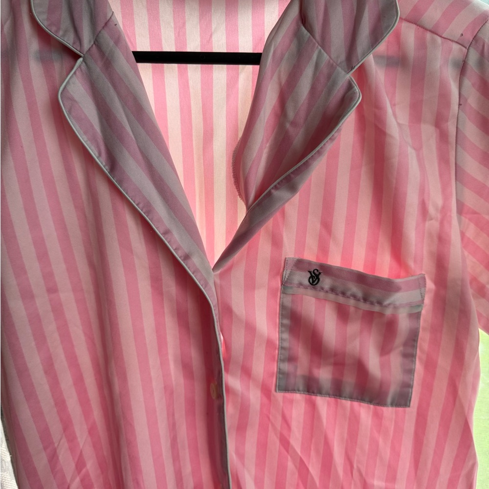 Victoria's Secret Pink Button Down Shirt Casual Sleepwear Night short sleeve top - Picture 8 of 11